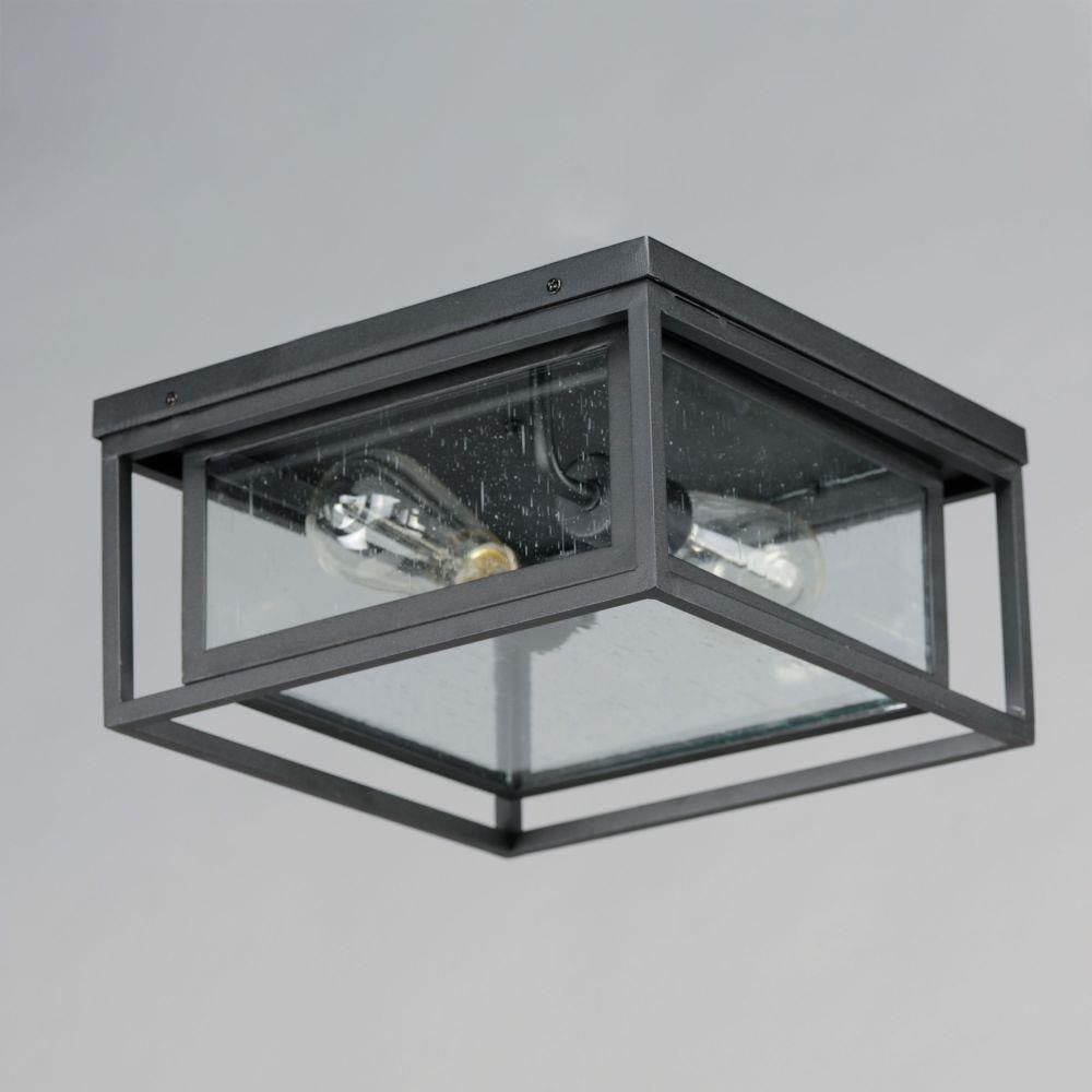 Maxim Lighting 3031CDBK Cabana 2 Light 12 Inch Black Outdoor Flush Mount - angled ceiling view