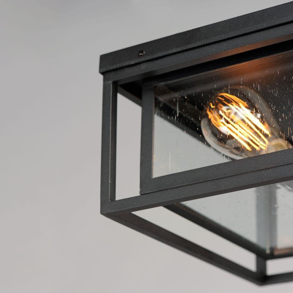 Maxim Lighting 3031CDBK Cabana 2 Light 12 Inch Black Outdoor Flush Mount - close-up detail with Edison bulb