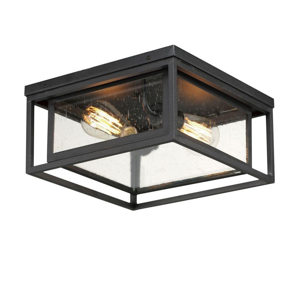 Maxim Lighting 3031CDBK Cabana 2 Light 12 Inch Black Outdoor Flush Mount - white background studio view