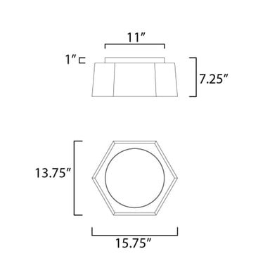 Maxim Lighting 30330BKGLD Honeycomb Flush Mount - Dimensions Diagram