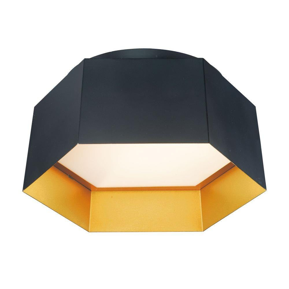 Maxim Lighting 30330BKGLD Honeycomb 1 Light 16 inch Black/Gold Flush Mount Ceiling Light - White Background
