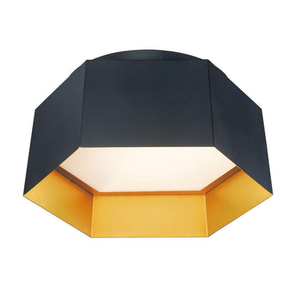 Maxim Lighting 30330BKGLD Honeycomb 1 Light 16 inch Black/Gold Flush Mount Ceiling Light - White Background