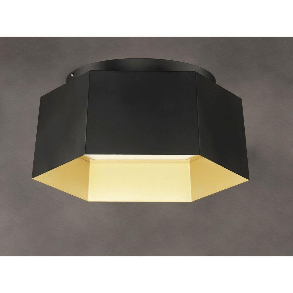 Maxim Lighting 30330BKGLD Honeycomb Flush Mount Ceiling Light - Side View on Gray Background