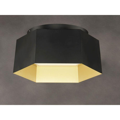 Maxim Lighting 30330BKGLD Honeycomb Flush Mount Ceiling Light - Side View on Gray Background