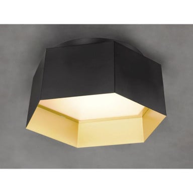 Maxim Lighting 30330BKGLD Honeycomb Flush Mount - Angled View on Gray Background