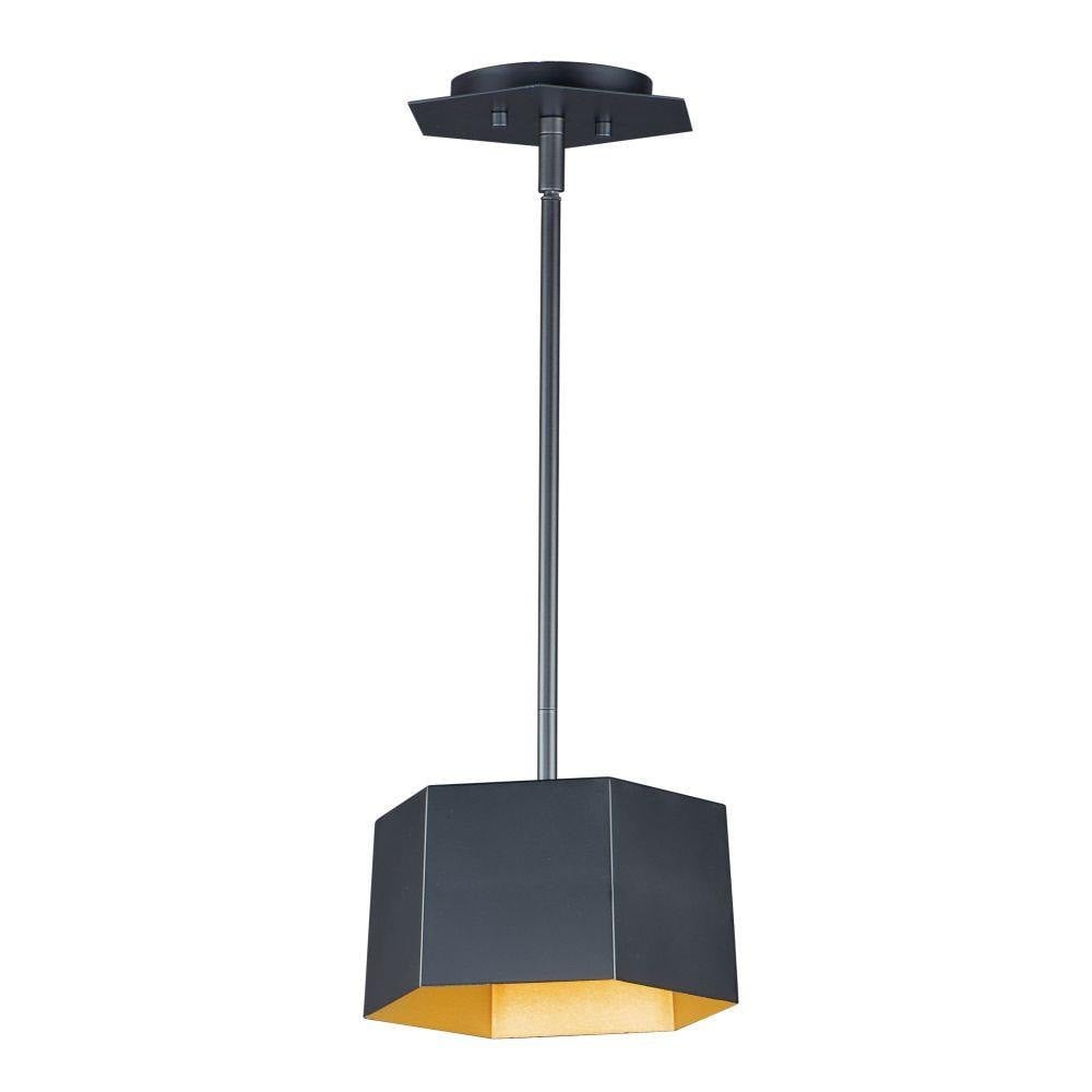 Maxim Lighting 30331BKGLD Honeycomb 1 Light Mini Pendant - Black Exterior Gold Interior on White Background