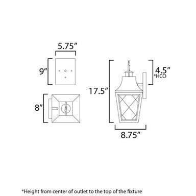 Maxim Lighting 30362CLBK Storybook Outdoor Wall Lantern - Dimensions Diagram