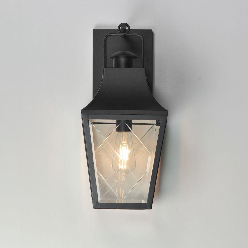 Maxim Lighting 30362CLBK Storybook Outdoor Wall Lantern - Matte Black Front View Lit