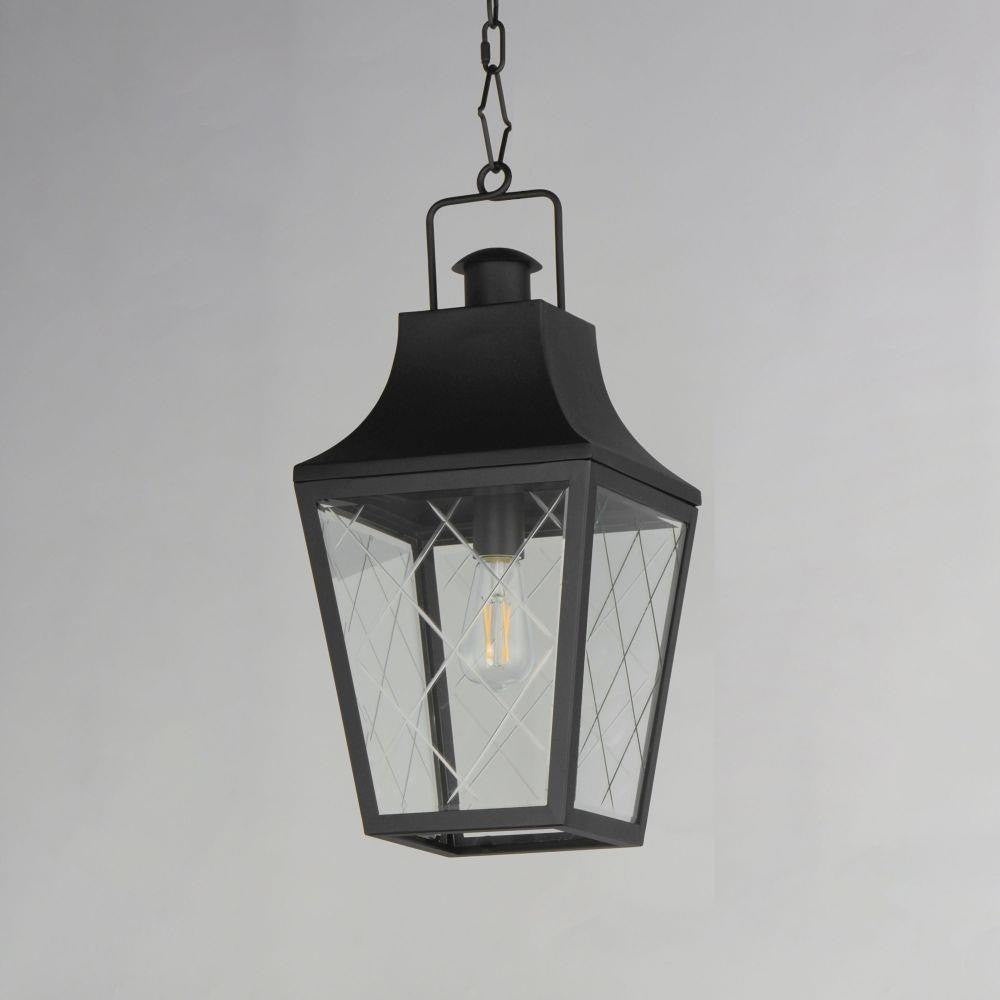Maxim Lighting 30369CLBK Storybook Outdoor Pendant Matte Black Finish Front Angle View