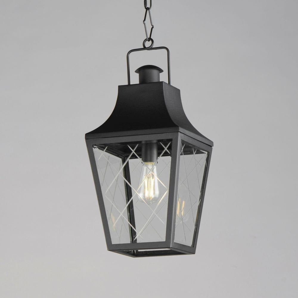 Maxim Lighting 30369CLBK Storybook Outdoor Pendant Matte Black Finish Side Angle View