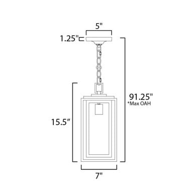 Maxim Lighting 3039CDBK Cabana 1 Light Black Outdoor Pendant - Dimensions Diagram