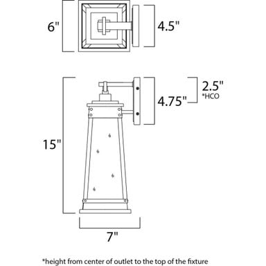 Maxim Lighting 3043RPOLB Schooner Outdoor Wall Lantern - Dimensions Diagram