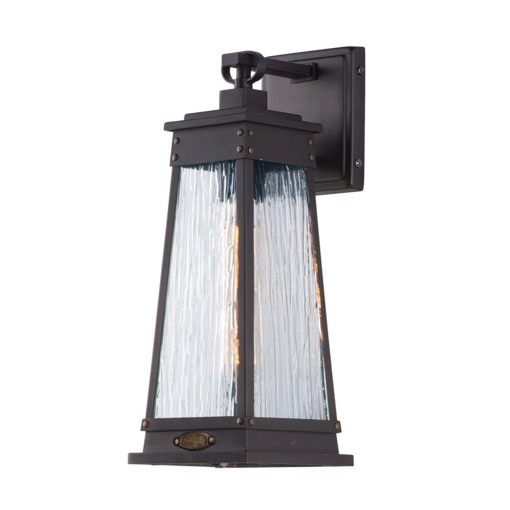 Maxim Lighting 3043RPOLB Schooner 1 Light Olde Brass Outdoor Wall Lantern with Ripple Glass - Angled View