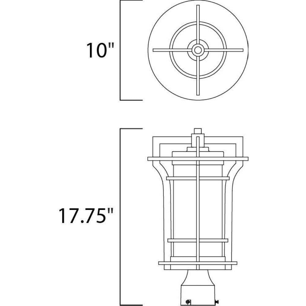 Maxim Lighting 30480WGBO Oakville Outdoor Pole Post Mount Dimensions - 10 inch Width, 17.75 inch Height