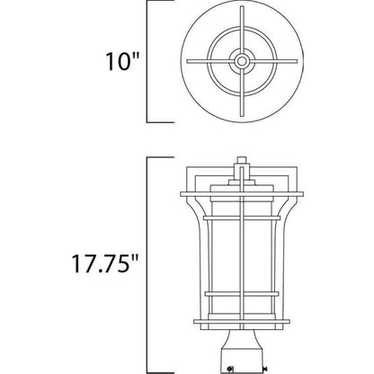 Maxim Lighting 30480WGBO Oakville Outdoor Pole Post Mount Dimensions - 10 inch Width, 17.75 inch Height