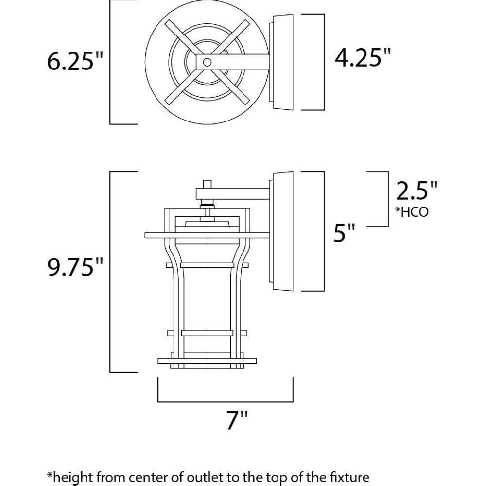 Maxim Lighting 30482WGBO Oakville Outdoor Wall Lantern Dimensions Diagram