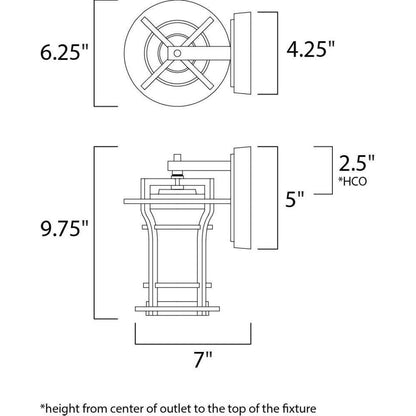 Maxim Lighting 30482WGBO Oakville Outdoor Wall Lantern Dimensions Diagram