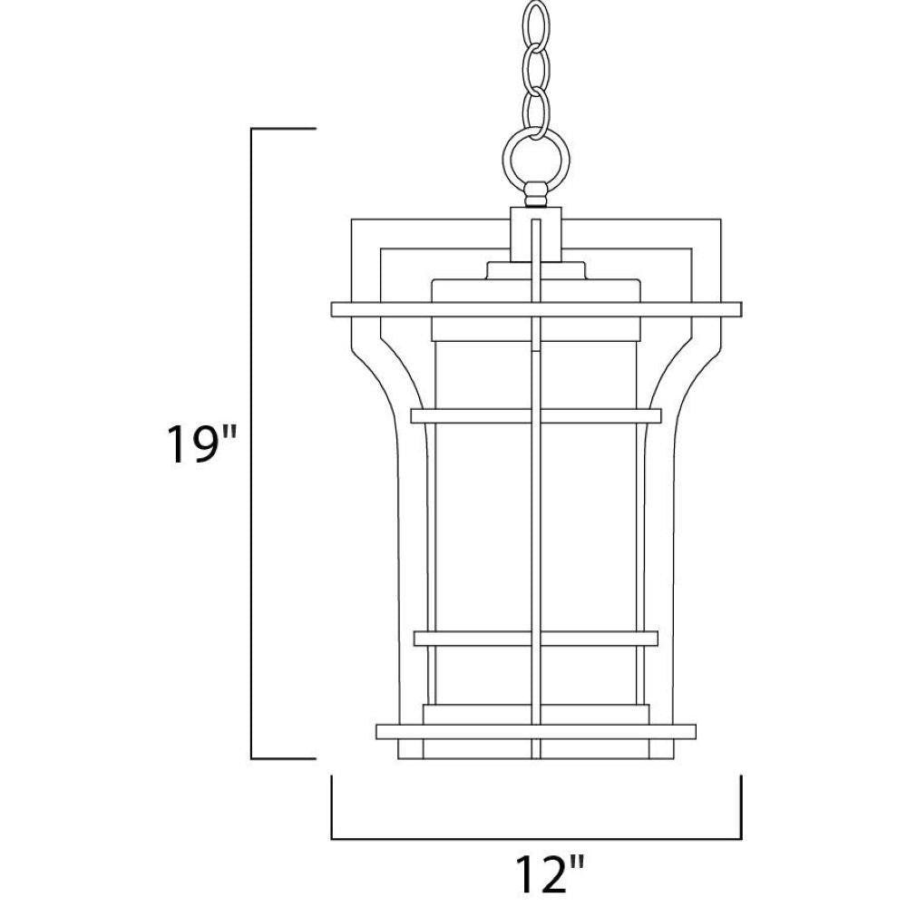 Maxim Lighting 30488WGBO Oakville Outdoor Pendant Ceiling Light Dimensions Diagram - 19 inch Height x 12 inch Width
