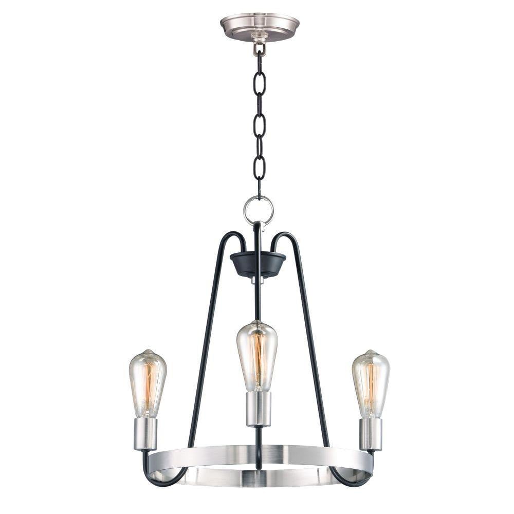 Maxim Lighting 11733BKSN Haven 3 Light 18.5 inch Black/Satin Nickel Chandelier Ceiling Light
