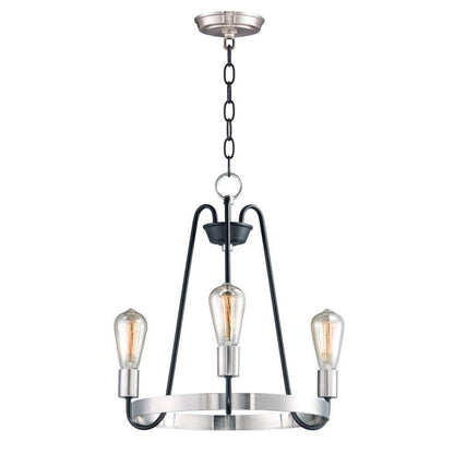 Maxim Lighting 11733BKSN Haven 3 Light 18.5 inch Black/Satin Nickel Chandelier Ceiling Light
