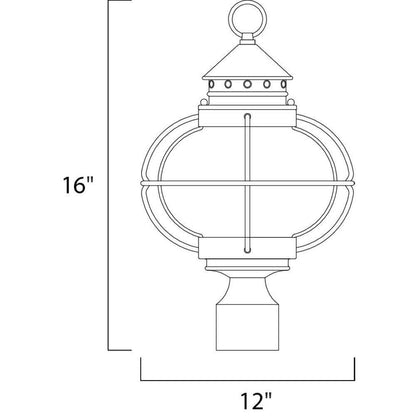 Maxim Lighting 30500CDOI Portsmouth Outdoor Pole Post Mount Dimensions Diagram 12 x 16 Inches