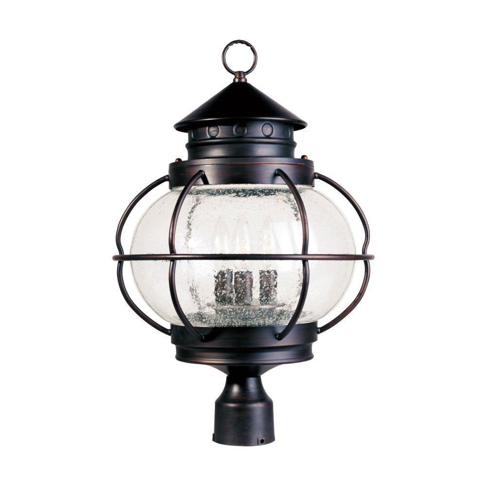 Maxim Lighting 30501CDOI Portsmouth 3 Light 14 inch Oil Rubbed Bronze Outdoor Post Mount with Seedy Glass Globe