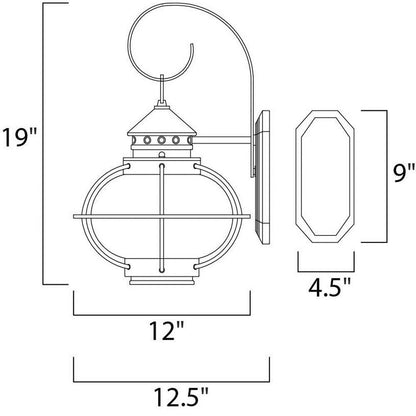 Maxim Lighting 30503CDOI Portsmouth Outdoor Wall Lantern Dimensions Diagram