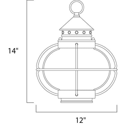 Maxim Lighting 30506CDOI Portsmouth Outdoor Pendant Dimension Diagram 14 Inch Height 12 Inch Width