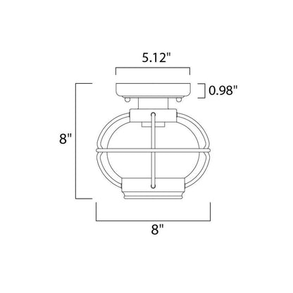 Maxim Lighting 30508CDOI Portsmouth Outdoor Flush Mount Dimensions Diagram