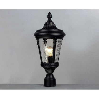 Maxim Lighting 3050WGBK Sentry Black Outdoor Post Light - Full Lit View on Grey Background