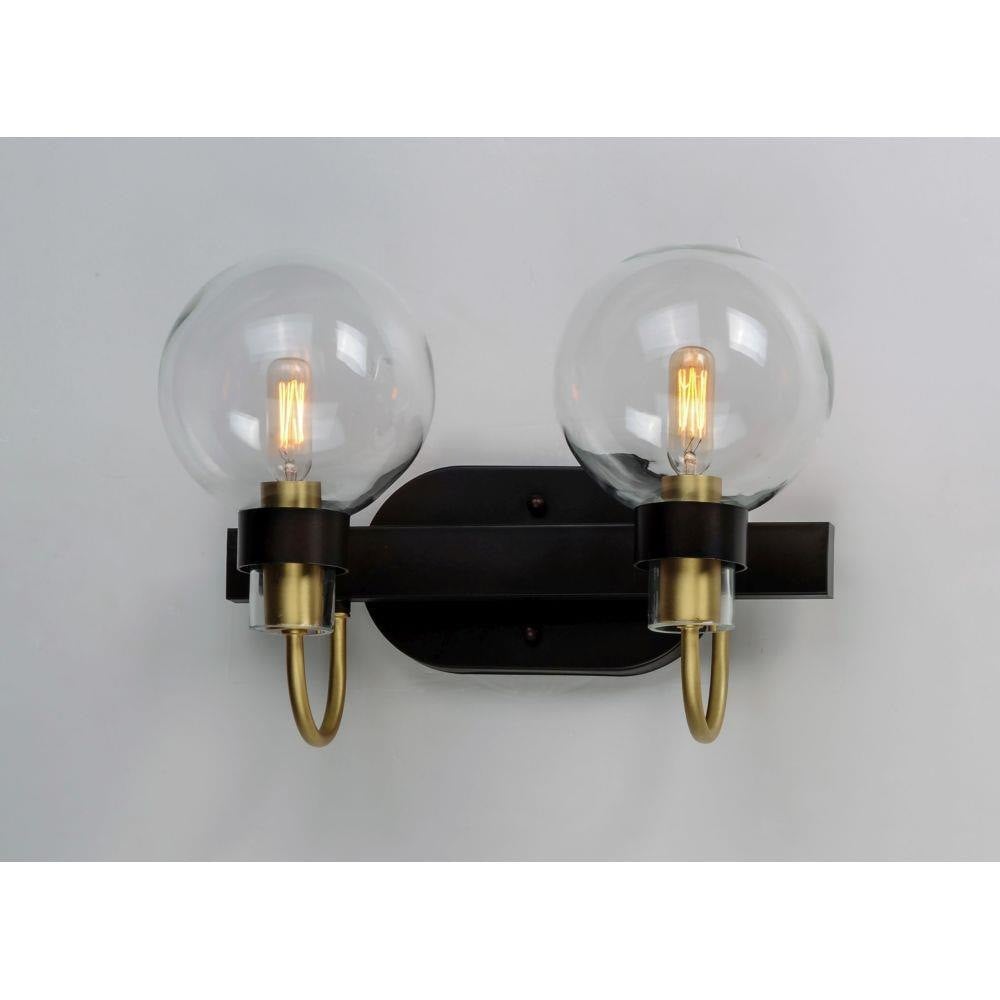 Maxim Lighting 30512CLBZSBR Bauhaus 2 Light Bath Vanity Wall Light - angled view mounted on wall