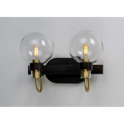 Maxim Lighting 30512CLBZSBR Bauhaus 2 Light Bath Vanity Wall Light - angled view mounted on wall