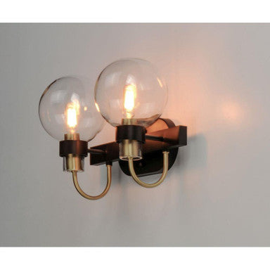 Maxim Lighting 30512CLBZSBR Bauhaus 2 Light Bath Vanity Wall Light - illuminated on wall