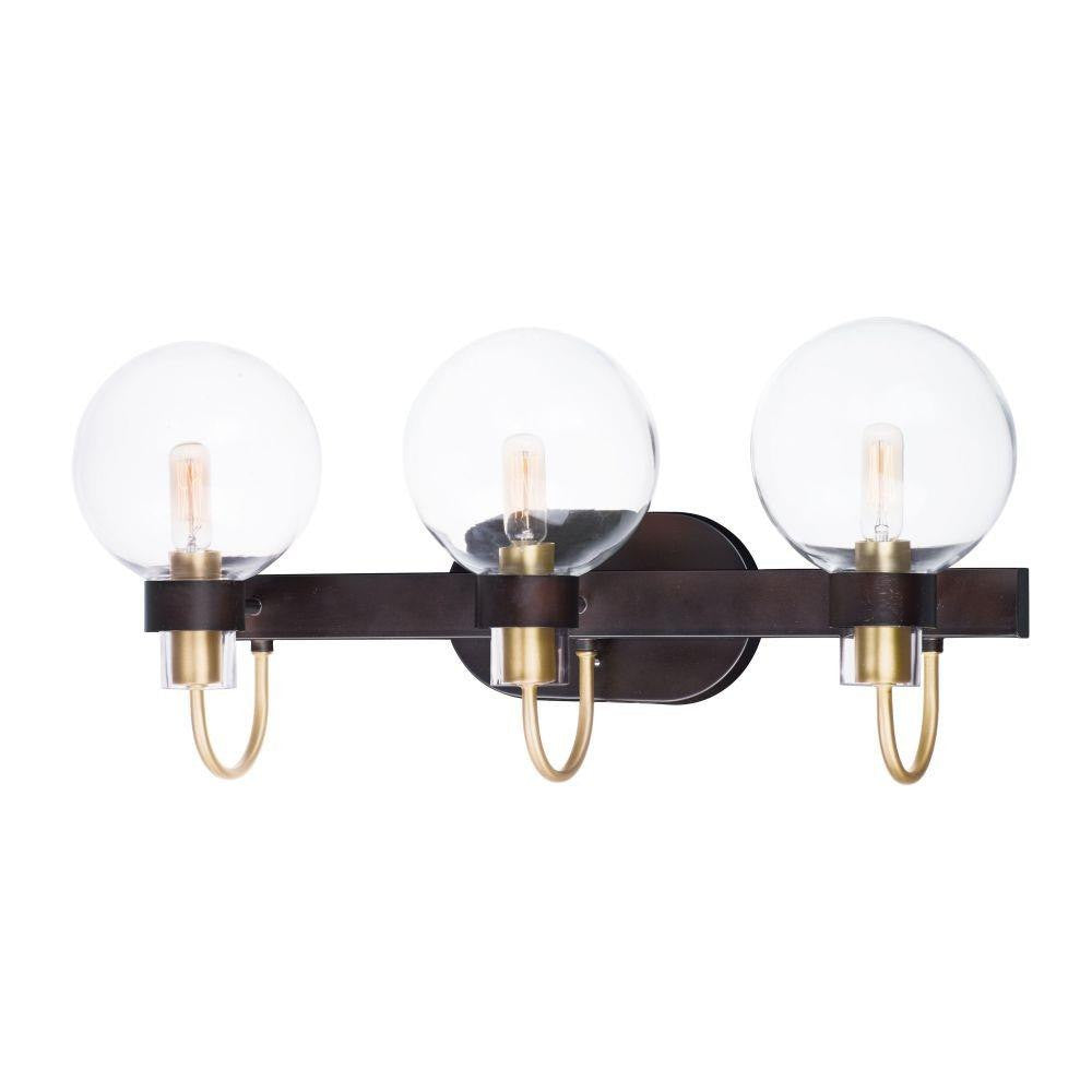 Maxim Lighting 30513CLBZSBR Bauhaus 3 Light 23 Inch Bronze Satin Brass Bath Vanity Wall Light - White Background