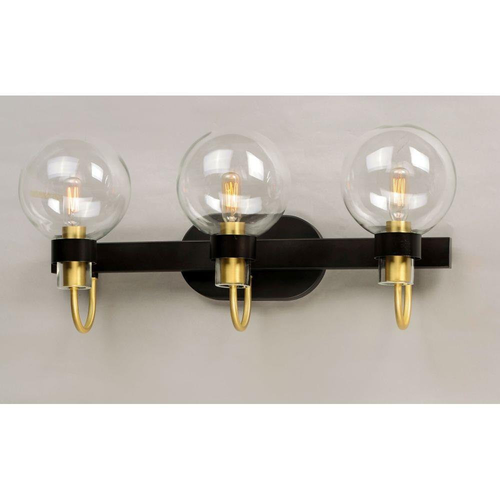 Maxim Lighting 30513CLBZSBR Bauhaus 3 Light 23 Inch Bronze Satin Brass Bath Vanity Wall Light - Front View