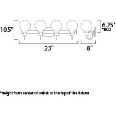 Maxim Lighting 30514CLBZSBR Bauhaus Bath Vanity Dimension Diagram