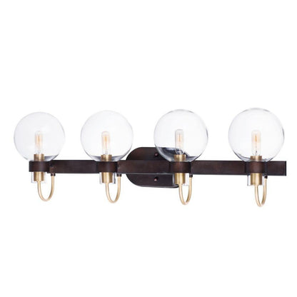 Maxim Lighting 30514CLBZSBR Bauhaus 4 Light 33 Inch Bronze Satin Brass Bath Vanity Wall Light - Front View White Background