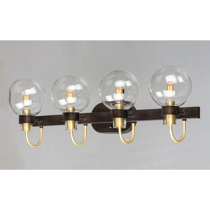 Maxim Lighting 30514CLBZSBR Bauhaus 4 Light 33 Inch Bronze Satin Brass Bath Vanity Wall Light - Angled View