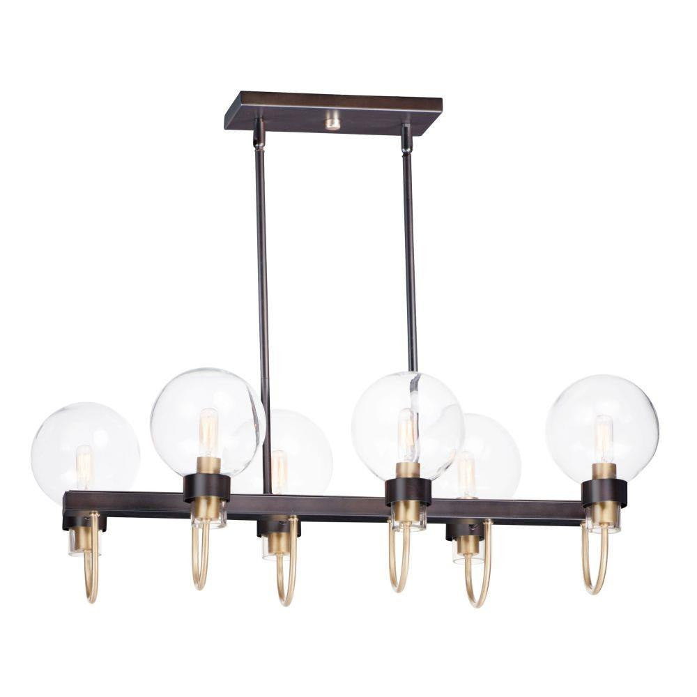 Maxim Lighting 30519CLBZSBR Bauhaus 6 Light 31.5 Inch Bronze/Satin Brass Linear Pendant Chandelier - Main View