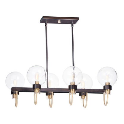 Maxim Lighting 30519CLBZSBR Bauhaus 6 Light 31.5 Inch Bronze/Satin Brass Linear Pendant Chandelier - Main View