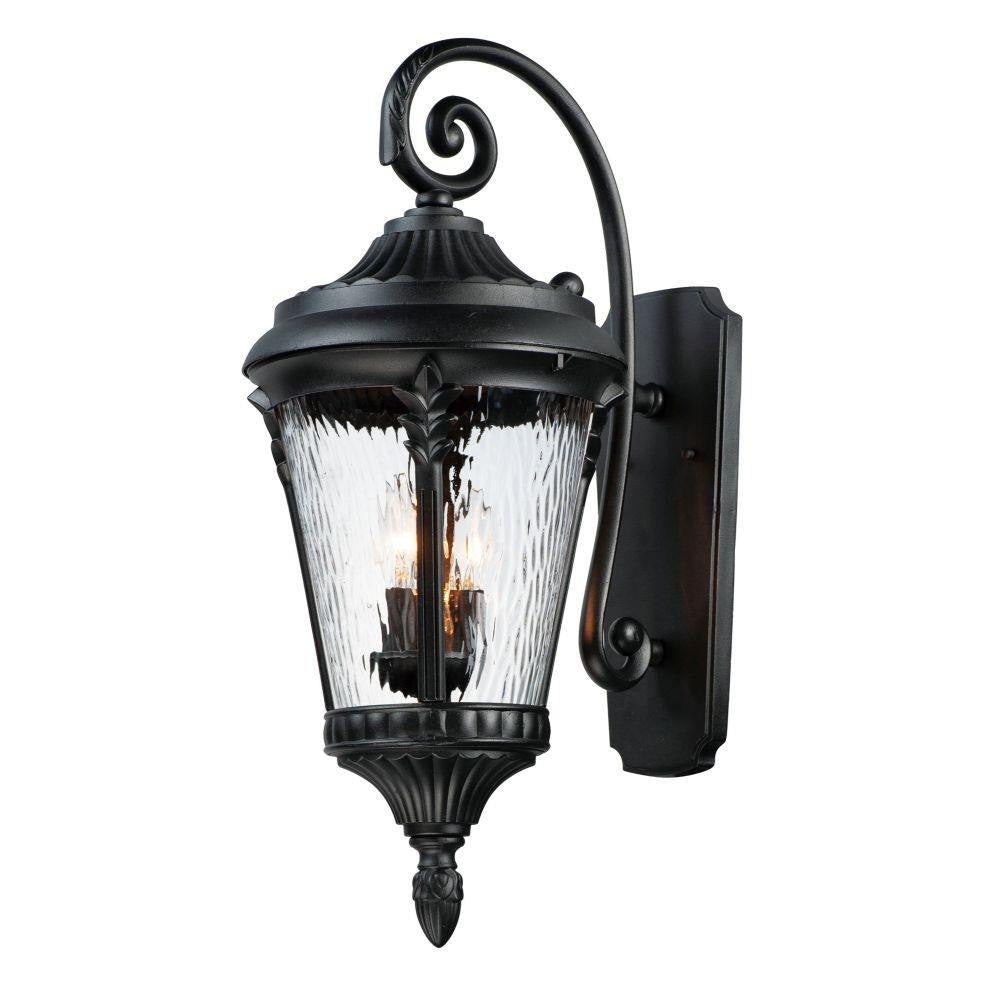 Maxim Lighting 3055WGBK Sentry 3 Light Black Outdoor Wall Lantern - Full Product View on White Background