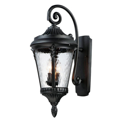 Maxim Lighting 3055WGBK Sentry 3 Light Black Outdoor Wall Lantern - Full Product View on White Background