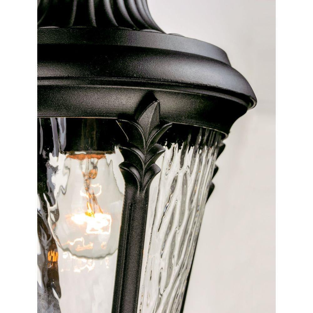 Maxim Lighting 3055WGBK Sentry 3 Light Black Outdoor Wall Lantern - Detail of Die Cast Crown and Glass