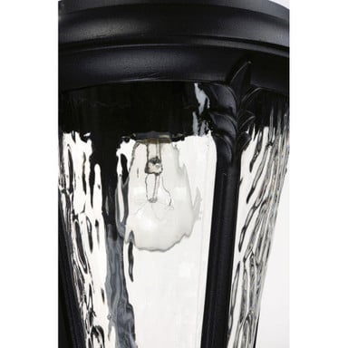 Maxim Lighting 3055WGBK Sentry 3 Light Black Outdoor Wall Lantern - Close-up of Water Clear Glass Shade