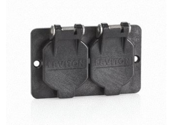 Leviton 3056-E Coverplate, Single-Gang, Flip-lid, Duplex, Weather-Resistant, Black Finish