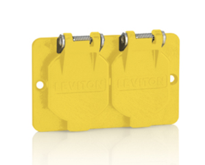 Leviton 3056-Y Coverplate, Single-Gang, Flip-lid, Duplex, Weather-Resistant, Yellow Finish