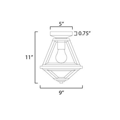 Maxim Lighting 30560CLBK Prism 1 Light Black Flush Mount Ceiling Light - Dimensions Diagram