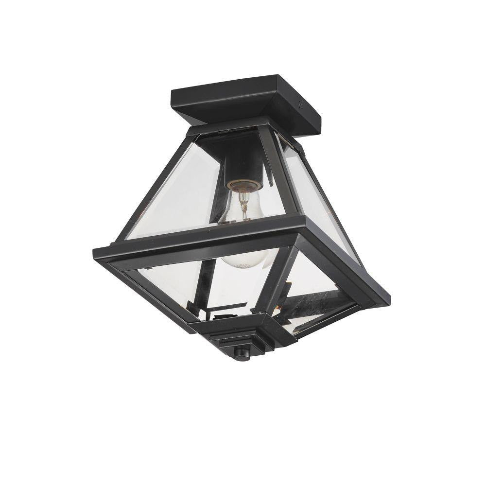 Maxim Lighting 30560CLBK Prism 1 Light Black Flush Mount Ceiling Light with Clear Glass - Angle View