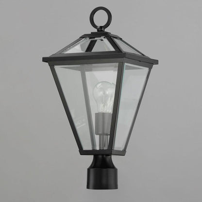 Maxim Lighting 30568CLBK Prism 1 Light Black Outdoor Post Lantern Front View on Gray Background