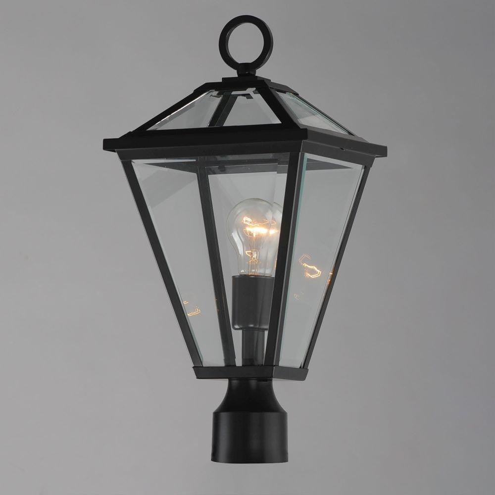 Maxim Lighting 30568CLBK Prism 1 Light Black Outdoor Post Lantern Illuminated Clear Glass View